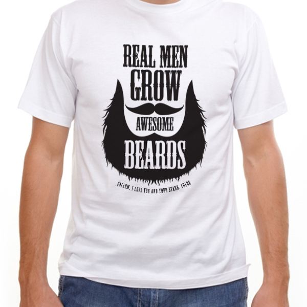 Personalised Real Men Grow Awesome Beards T-Shirt Medium 40