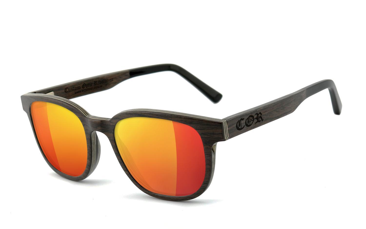 COR016 Holz Sonnenbrille - laser red