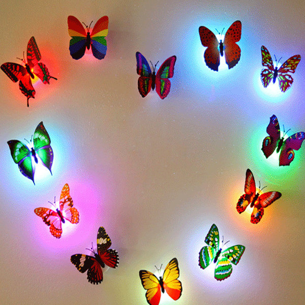 Miico Farben Changing LED Blinkende Schmetterling Nachtlicht dekorative Lichter 3D Home Decor Aufkleber