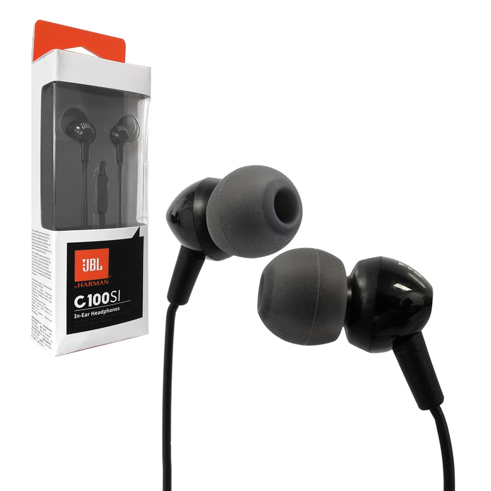 JBL C100SI In-Ear Earphones Headphones with Handsfree Mic Wired 3.5mm Jack - Black