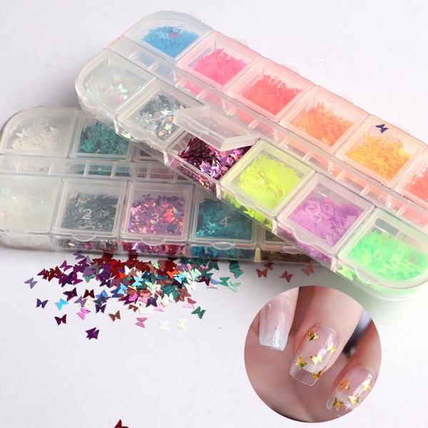 12 Color 3D Glitter Sequins Holographic Butterfly Nail Glitter Nail Sequins Laser Butterfly Sequin