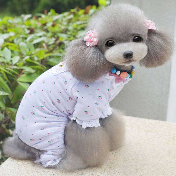 pet dogs t-shirt puppy lace floral pajama casual doggy summer clothes xs-xl soft autumn clothes for pets dog jumpsuits
