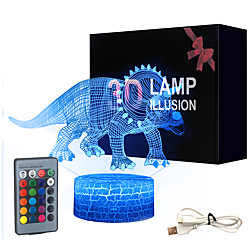 Dinosaur Toys for Kids 3D Night Light Bedside Lamp 16 Colors Changing with Remote Control Best Birthday Gifts for Boys Girls Baby Toddlers Age 1 2 3 4 5 6 7 8 9 10 Year Olds (Dinosaur Lamp)