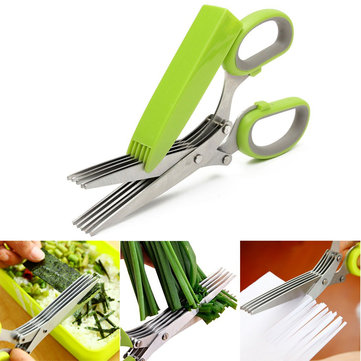 Herb Scissors Stainless Steel 5 Blade Sharp Cut Shears Kitchen Tool Snips Gadgets