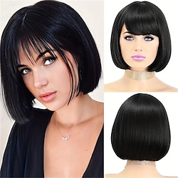 12 Inch Natural Looking Bob Straight Hair Wigs Synthetic Heat Resistant Rose Net Hair Wigs For Anime Cosplay Halloween Costume Party Use Lightinthebox
