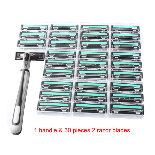 31 in 1 safety razor blades for men 1 razor holder & 30 blades shaving double layers 2 shaver standard trimmer