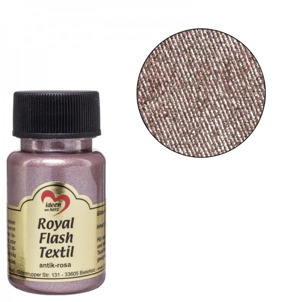 Royal Flash Textil, Glitzer-Metallic-Farbe, 50 ml, antik-rosa