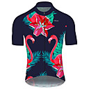 21Grams Men's Short Sleeve Cycling Jersey BluePink Flamingo Animal Floral Botanical Bike Jersey Top Mountain Bike MTB Road Bike Cycling UV Resistant Breathable Quick Dry Sports Clothing Apparel