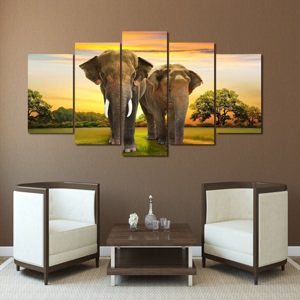 HD Printed Africa Elephants Landscape Group Painting room decor print poster picture canvas(No Frame)