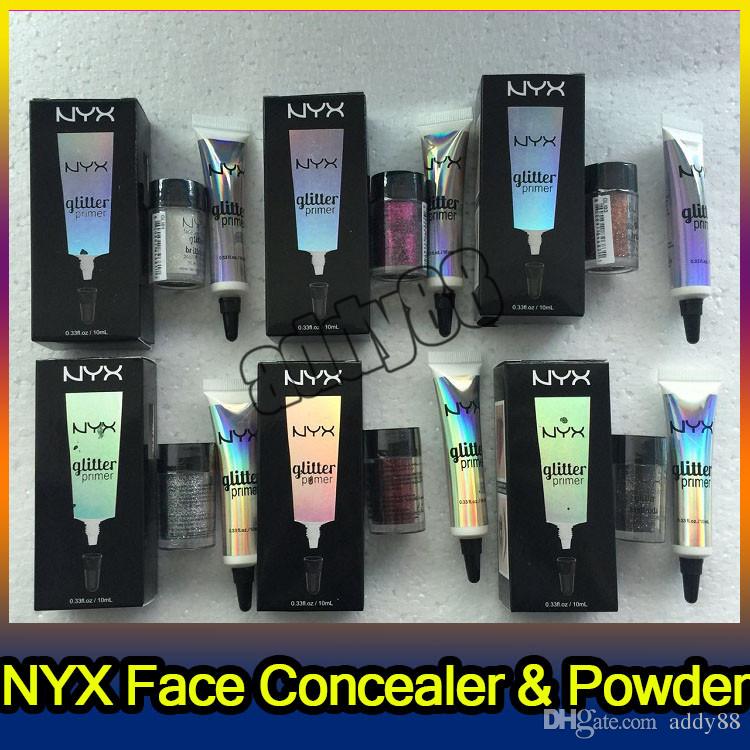 NYX Glitter Primer Cream Concealer Cream NYX Glitter Face and Body Shimmer Powder 6 colors Eyeshadow Powder DHL Free