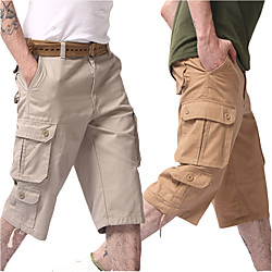 Men's Hiking Shorts Hiking Cargo Shorts Military Solid Color Summer Outdoor 12 Regular Fit Ripstop Quick Dry Multi Pockets Breathable Cotton Below Knee Capri Pants Bottoms Light Yellow Army Green Lightinthebox