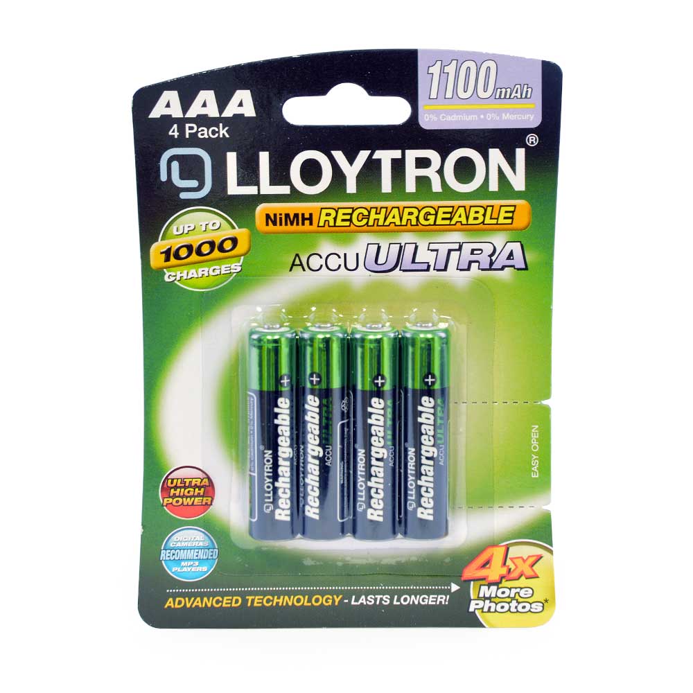 Lloytron ACCU DIGITAL AAA Rechargeable Batteries NiMH 1100mAh - 4 Pack