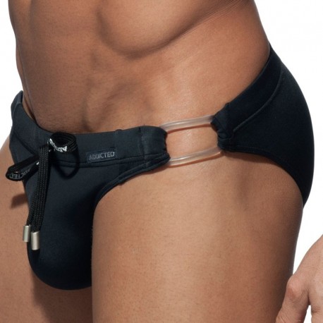 Addicted Cockring Double Side Swim Brief - Black S