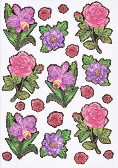 Ultra Gloss Sticker Bogen, Rosen & Blumen