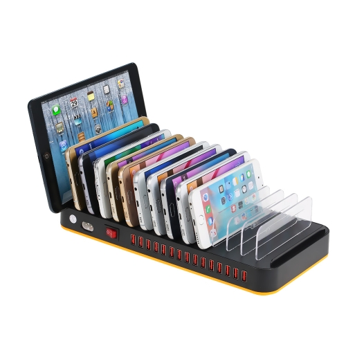 80W 15-Port divisores ajustables Cargador USB estación de carga inteligente Muelle Multi Dispositivo Organizador de escritorio Soporte de cubo con IC inteligente Auto Detectar Tecnología