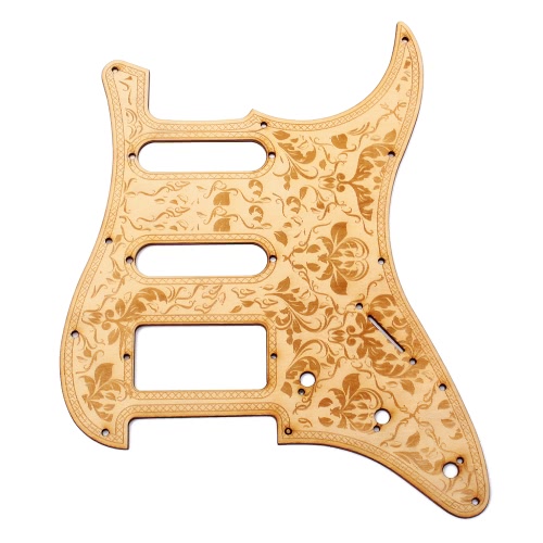 SSH Wooden Guitar Pickguard Maple Wood with Decorative Flower Pattern for Fender ST Electric Guitars