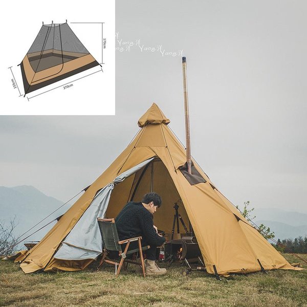 Tents And Shelters Teepee Pyramid Yurt Tent Shelter Anti-Rainstorm Outdoor Camping Beach Car Relief With Chimney Hole Inner