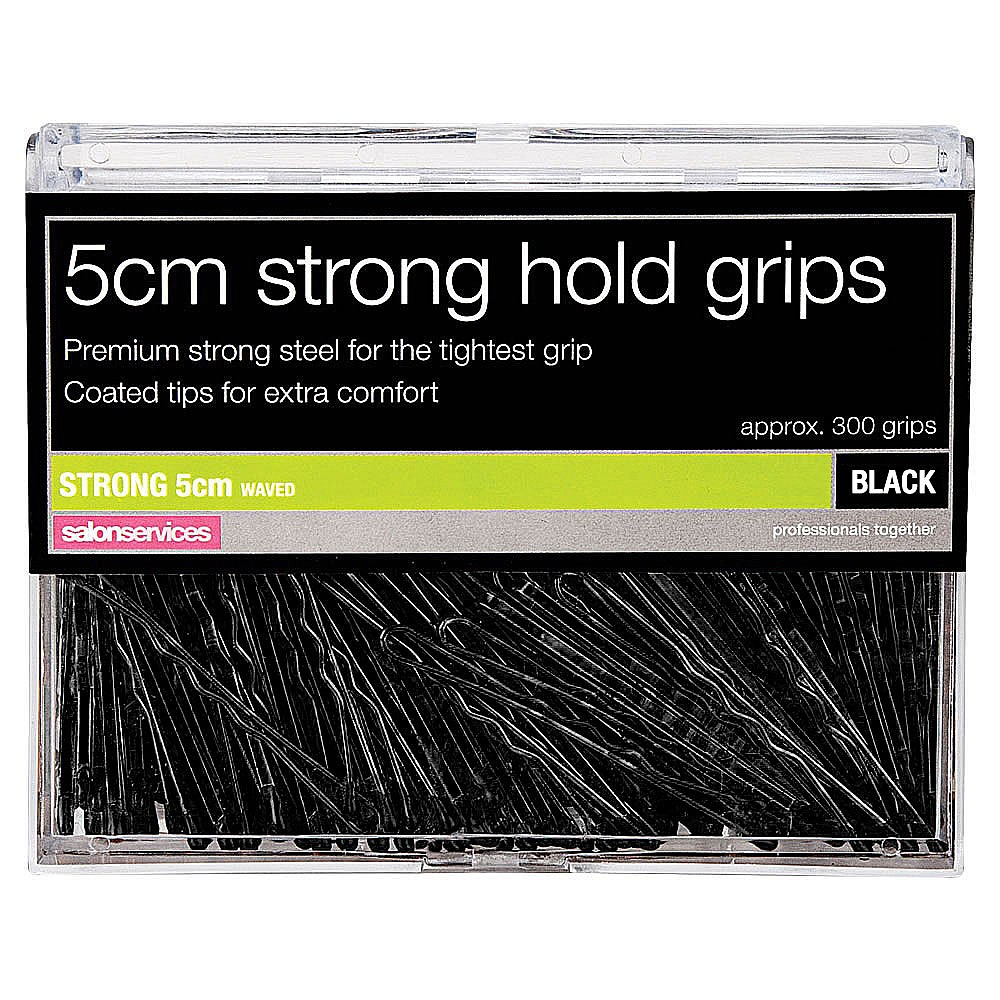 salon services strong 5cm black hair grips pack of 300