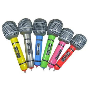 6pcs Blow up Inflatable Plastic Microphone 24CM Party Favor Kids Toy Gift