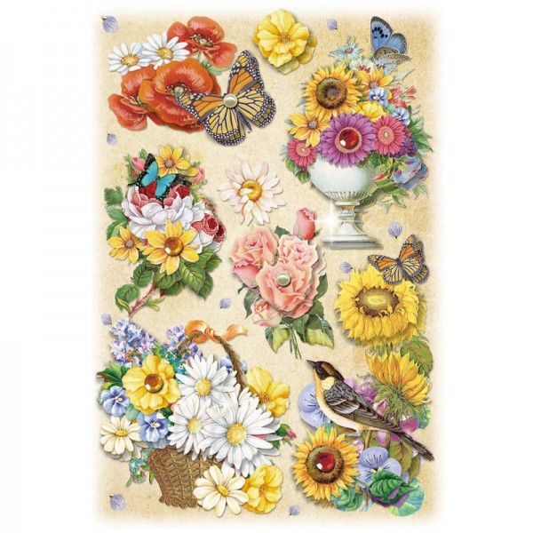 3-D Stickerbogen, Gartenblumen 2, 12,7 x 18,8 cm