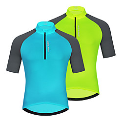 WOSAWE Men's Short Sleeve Cycling Jersey Blue Green Solid Color Bike Jersey Top Mountain Bike MTB Road Bike Cycling Breathable Quick Dry Sports Clothing Apparel Lightinthebox