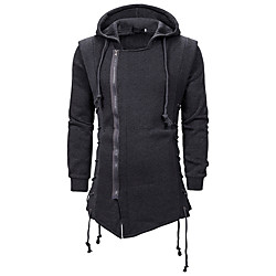 men zipper assassins creed hooded jacket side lace up fleece gothic hoodie outwear black