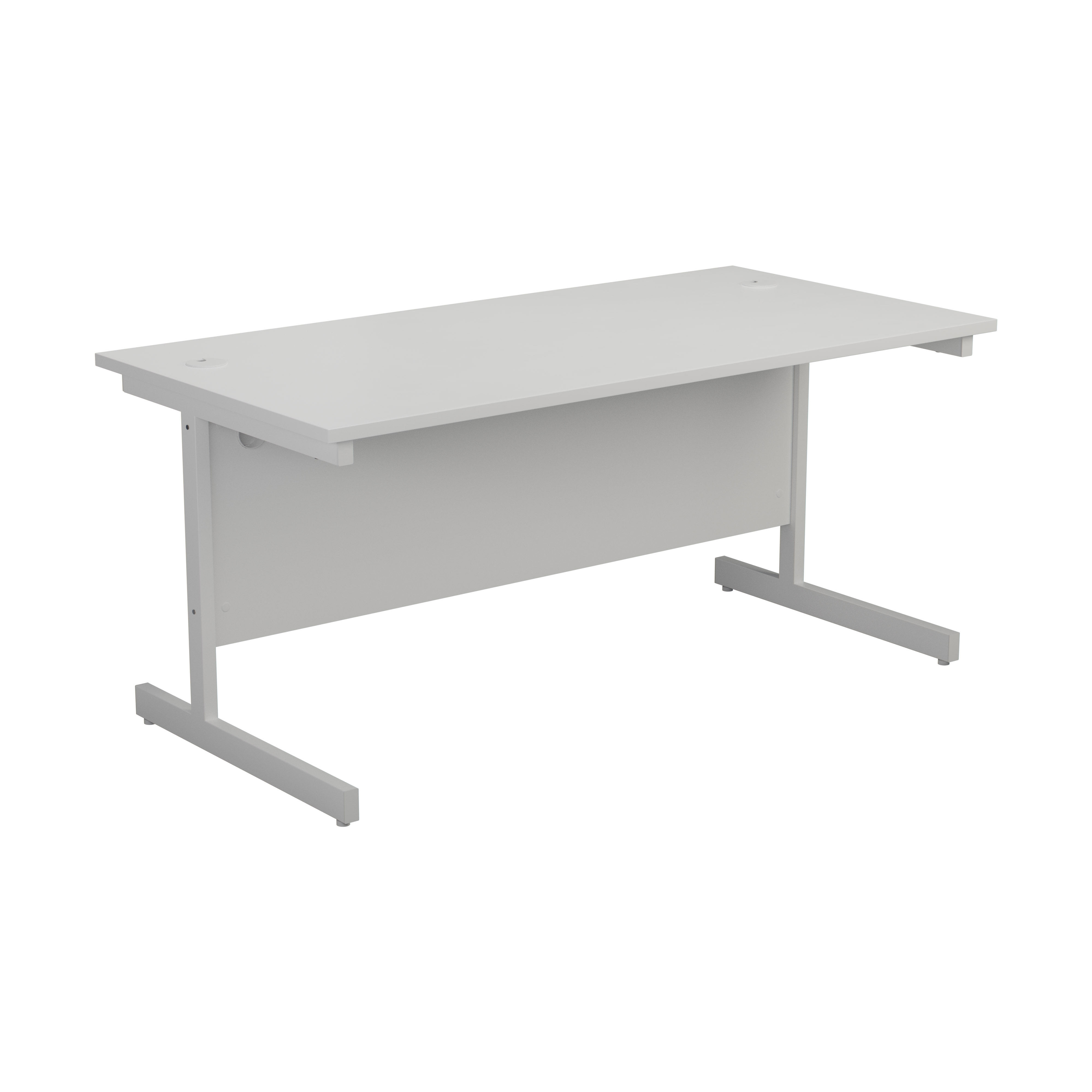 One Cantilever 1600 Rectangular Cantilever Workstation - White Top White Legs