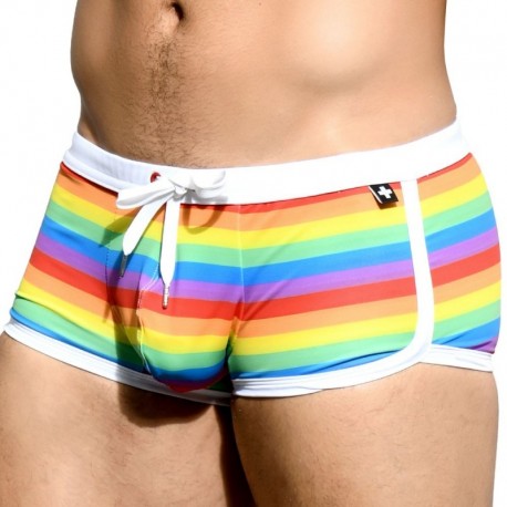 Andrew Christian Pride Stripe Swim Boxer - Rainbow S