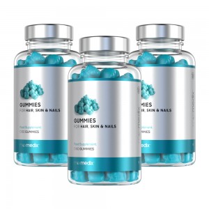 Gominolas Para Cabello, Piel y Unas - Suplemento Masticable de Belleza - 60 Gominolas - 3 Botes