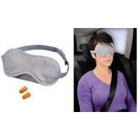 hama Reise-Schlaf-Set, gepolsterte Schlafmaske, grau ideale Begleitung für mehr Komfort auf langen Reisen (105333)