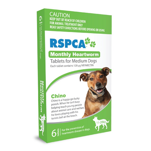 Rspca Monthly Heartworm Tablets For Medium Dogs 23-44lb (Green) 3 Tablet