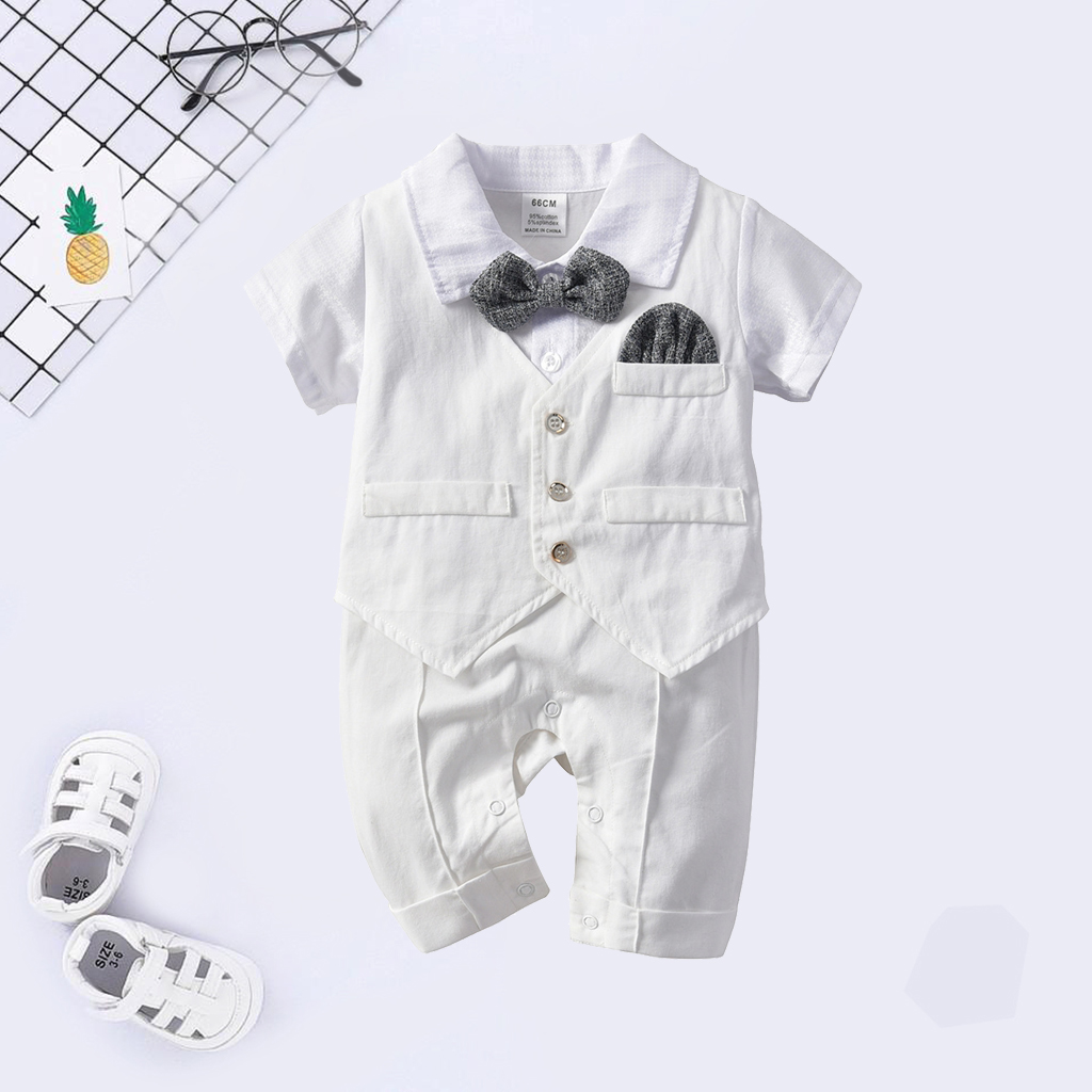 Baby Boy Gentleman 2-piece Vest and Shirt Bodysuit Set