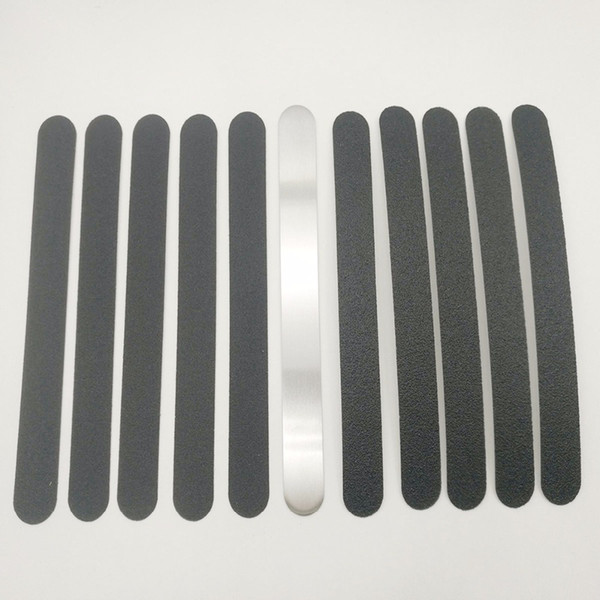 double sided nail file calluses remover manicure nail art stainless steel handle sand paper with 10 pcs replacement sand paper