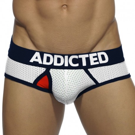 Addicted Contrasted Mesh Brief - White L