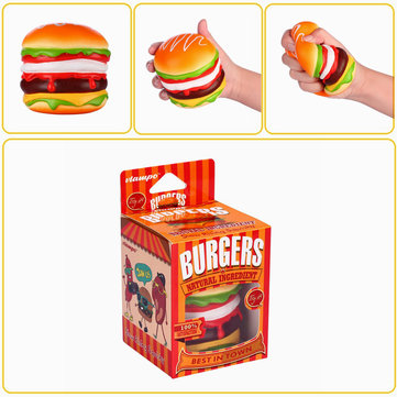 Vlampo Squishy Burger Hamburger Slow Rising Original Box Packaging Bread Collection Toy Decor Gift