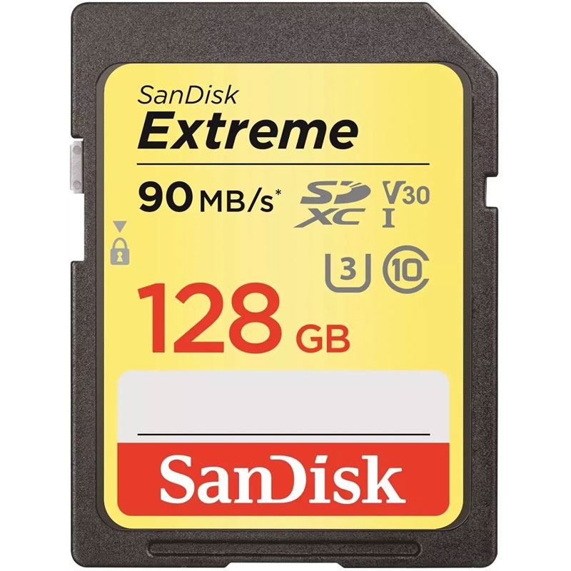 SanDisk 128GB Extreme V30 SD Card (SDXC) UHS-I U3 - 90MB/s