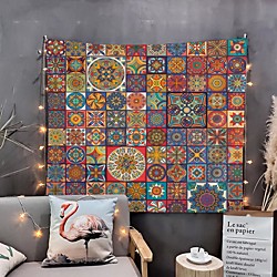 Mandala Bohemian Mosaic Wall Tapestry Art Decor Blanket Curtain Picnic Tablecloth Hanging Home Bedroom Living Room Dorm Decoration Boho Hippie Psychedelic Floral Flower Lotus