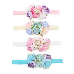 4 pièces/ensemble bandeaux pour enfants simulation fleur extensible coton bandeau à la main tissu de soie fausses fleurs bébé décoration cheveux accessoires Lightinthebox