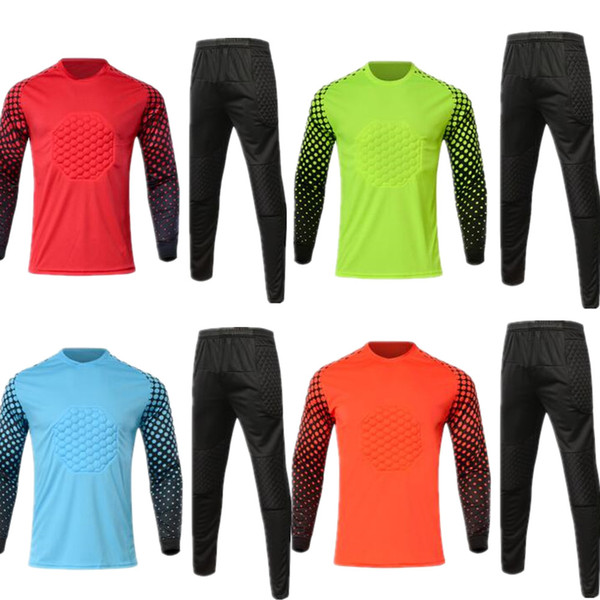 kids goalkeeper soccer jersey long sleeve goalie customize name number soccer uniforms football jersey pants boy gk