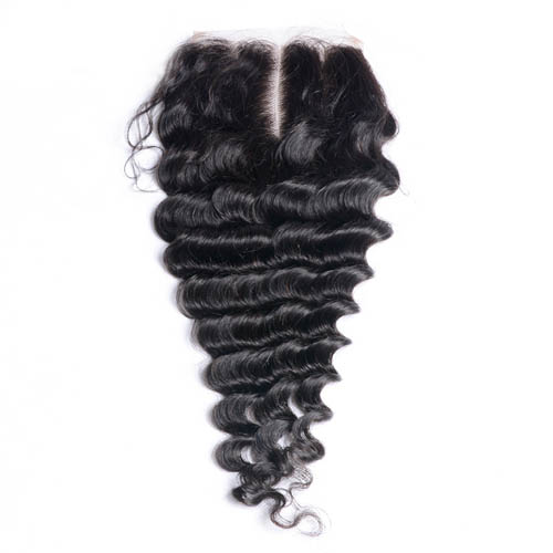 10-20 Inch Virgin Brazlian Hair Deep Curly 4*4 Hand Tied Free Part Lace Top Closure