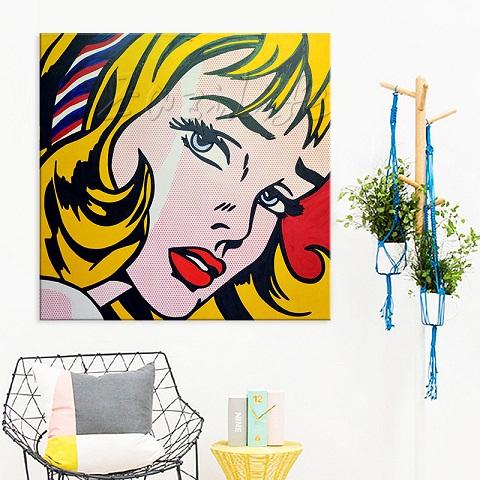Girl with Hair Ribbon By Roy Lichtenstein High Quality Handpainted Modern Pop Art Oil Painting On Canvas ry26