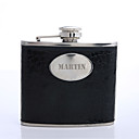 Personalized Father's Day Gift Black 5oz PU Leather Capital Letters Flask