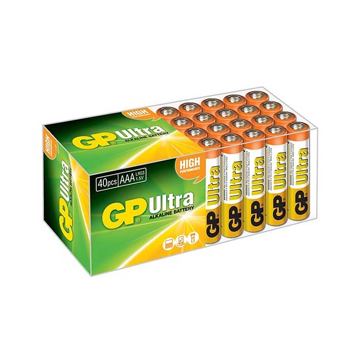 GP Ultra Alkaline AAA LR03 MN2400 Batteries - Extra Value 40 Pack