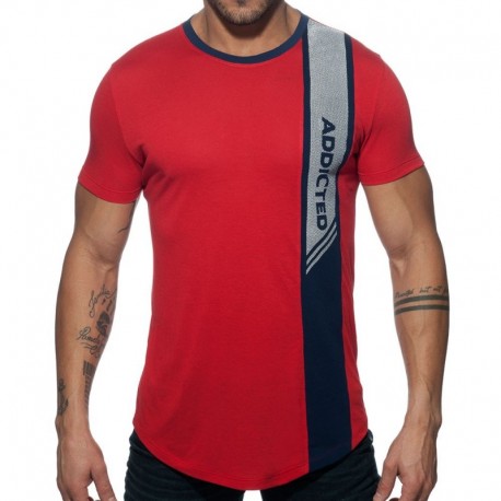 Addicted Vertical Stripe T-Shirt - Red S