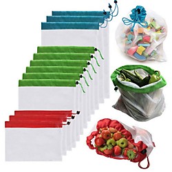 1pcs maille réutilisable produire des sacs sacs lavables pour l'épicerie de stockage fruits fruits légumes jouets articles divers organisateur sac de rangement