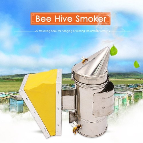 Bee Hive Smoker Smoke Keeper Smoker Cámara de calor de acero inoxidable Equipo de apicultura de fuelle amarillo Smoke Bee para apicultor