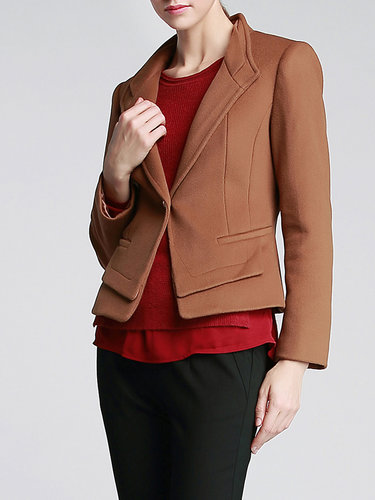 Solid Formal H-line Long Sleeve Wool Blend Blazer