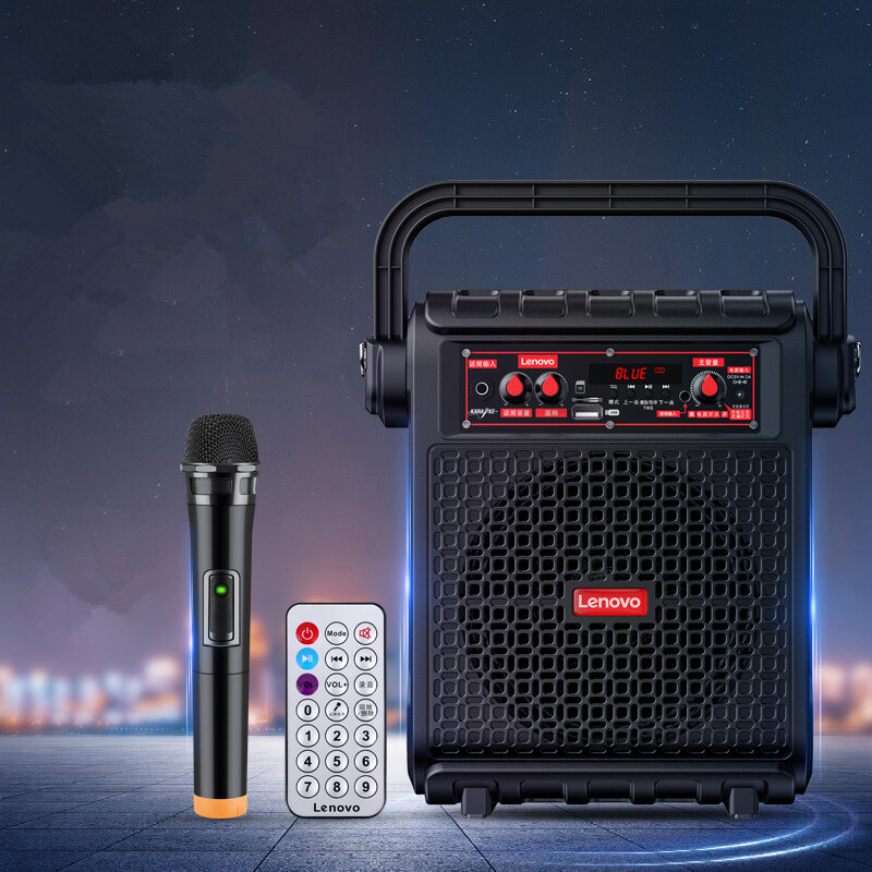Lenovo V013 Bluetooth-Lautsprecher Tragbarer kabelloser Lautsprecher Stereo Leistungsstarker Säulen-Surround-Sound Subwo
