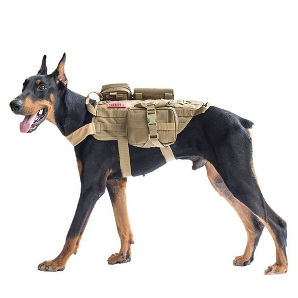 2020 dog vest harness set with pouch molle pet clothing jacket adjustable nylon large dog patrol equipment