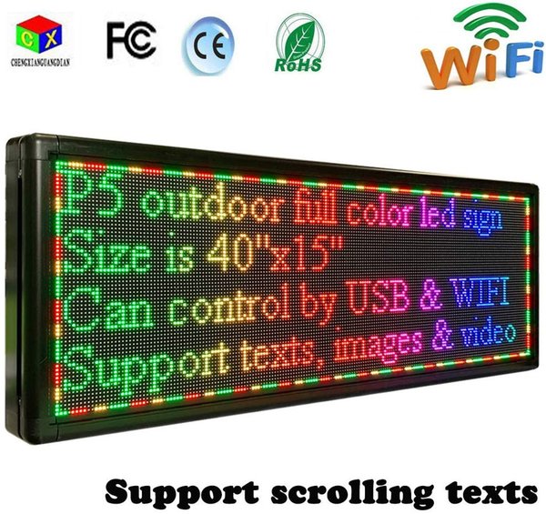 LED scrolling text sign 15''X40''/ support RGB full color LED advertising screen / outdoor SMD programmable image LED display